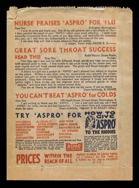 Don't worry about head colds & sore throats : 'Aspro' will put you right!.