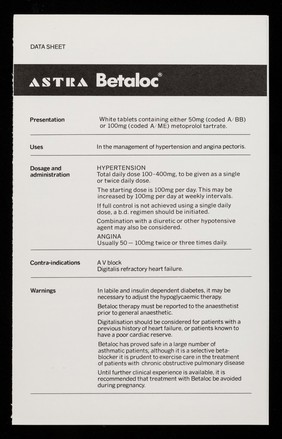 Betaloc : presentation and dosage.