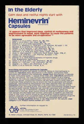 Which hypnotic for the elderly? : in the elderly calm days and restful nights start with Heminevrin capsules.