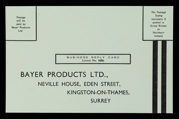 Business reply card : Bayer Products Ltd.