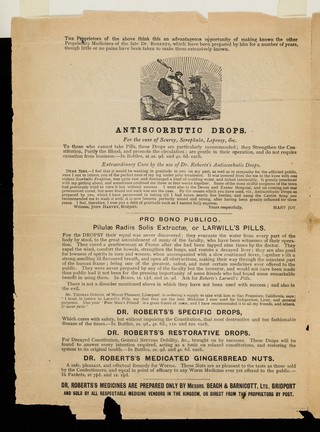 In use 100 years : The Poor Man's Friend or ointment of many virtues ; Pilula Antiscrophula or alterative pills.