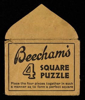 Beecham's 4 square puzzle : place the four pieces together in such a manner as to form a perfect square.