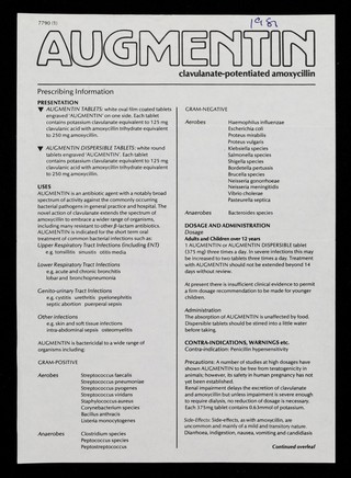 Augmentin clavulanate-potentiated amoxycillin.