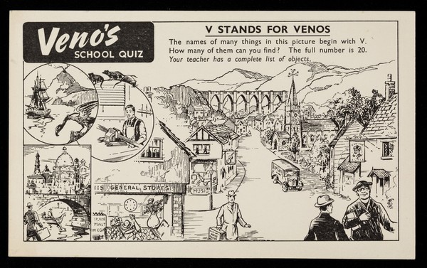 Veno's school quiz : v stands for Veno's.