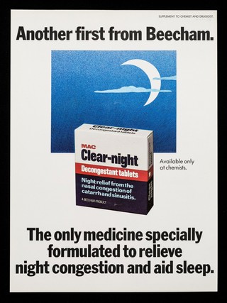 Another first from Beecham : the only medicine specially formulated to relieve night congestion and aid sleep.