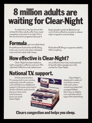 Another first from Beecham : the only medicine specially formulated to relieve night congestion and aid sleep.