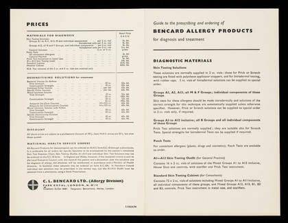 Guide to the prescribing and ordering of Bencard allergy products for diagnosis and treatment.