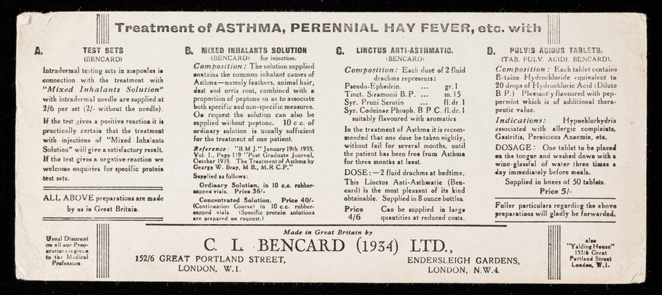 Treatment of asthma, perennial hay fever, etc. with ...