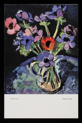 No. 1 of a series of modern flower paintings by Edmond X. Kapp : Anemonies (1954) : contemporary treatment.