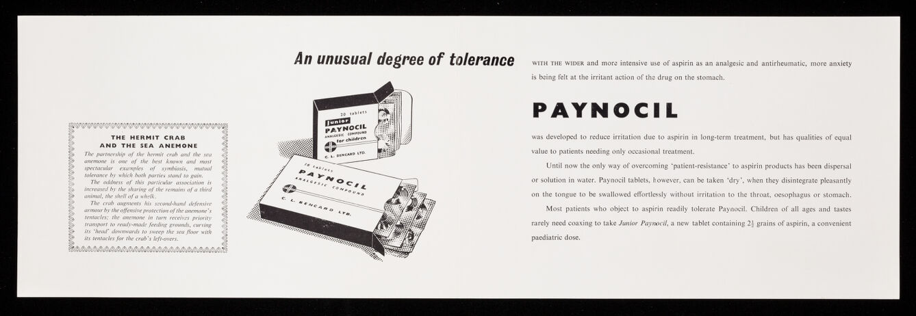An unusual degree of tolerance ... Paynocil : the hermit crab and the sea anemone.