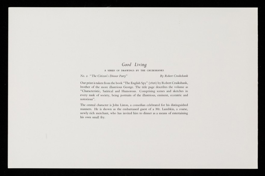 Prodexin : good living, a series of drawings by the Cruikshanks.