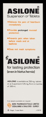 Heartburn (even in hiatus hernia) is no problem : Asilone suspension or tablets for fast, lasting, real protection.