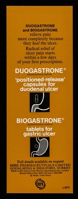 Do you want to stop his pain.....or heal his ulcer? Why not do both.....at once? : Duogastrone and Biogastrone relieve pain more completely because they heal the ulcer.