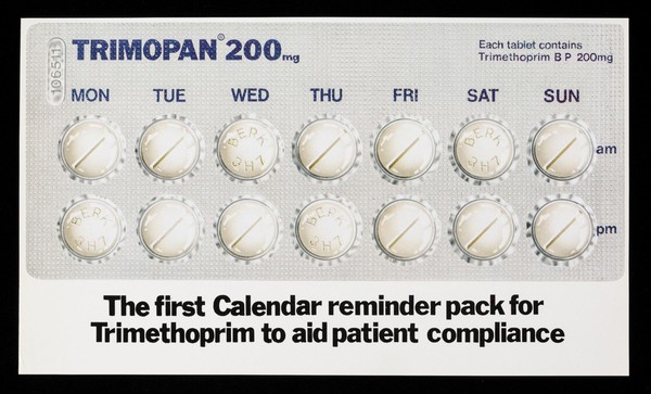 Trimopan 200 : the first calendar reminder pack for Trimethoprim to aid patient compliance.