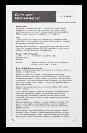 Combivent Metered Aerosol : data sheet.