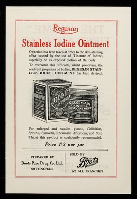 The "Home" First-Aid Case : Tincture of Iodine.