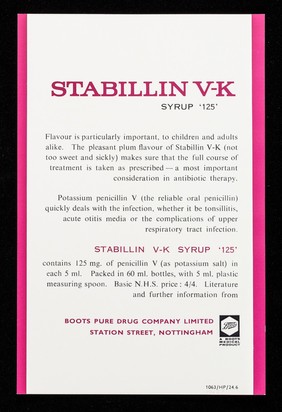 Plum of the oral penicillins : Stabillin v-k Syrup '125'.