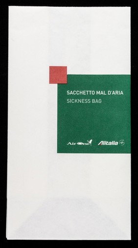 Saccheto mal d'aria = sickness bag : / Air One, Alitalia.