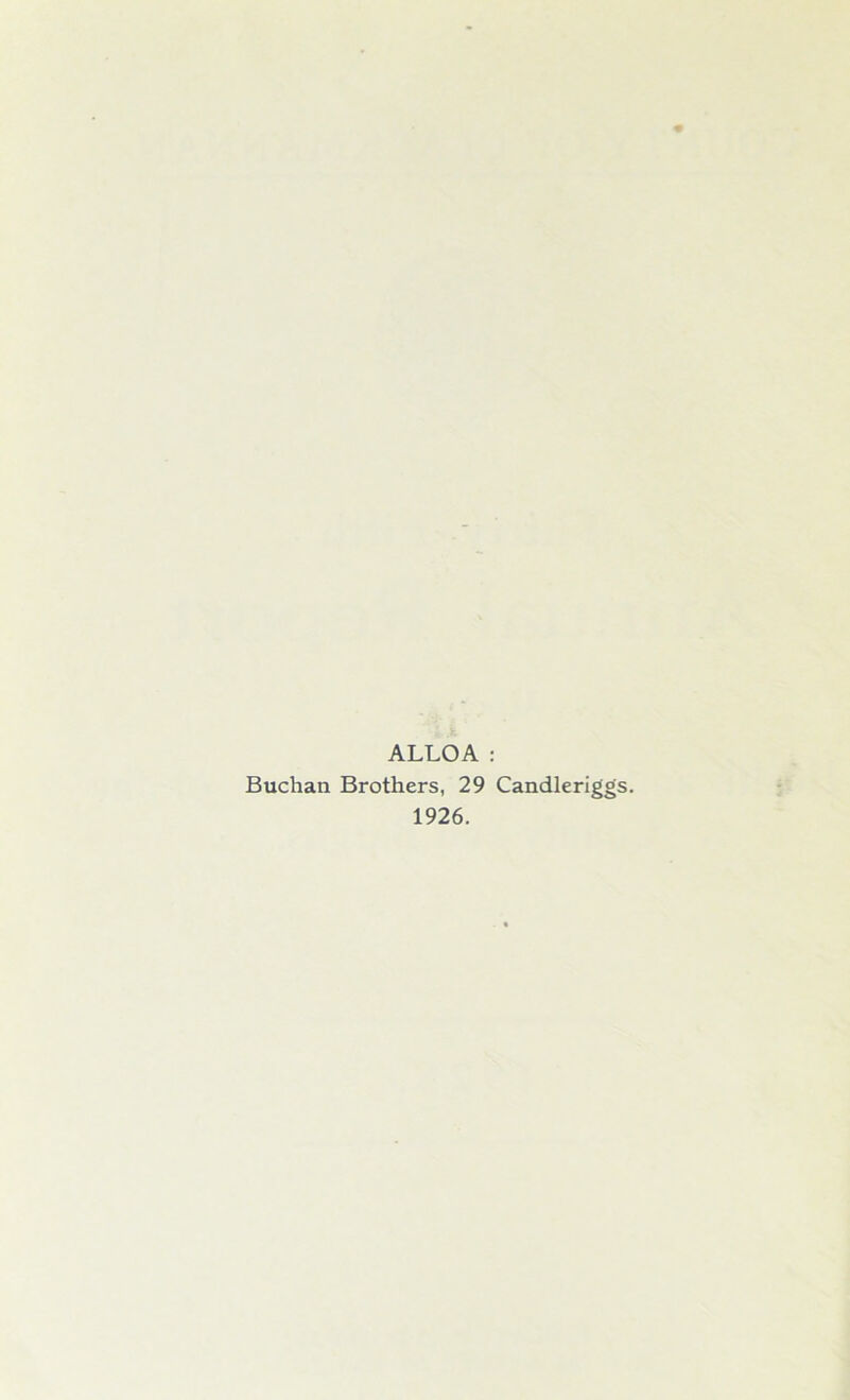 Buchan Brothers, 29 Candleriggs. 1926.