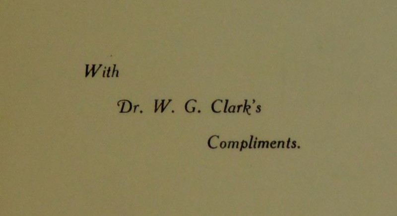 With T>r. W. G. Clark's Compliments.