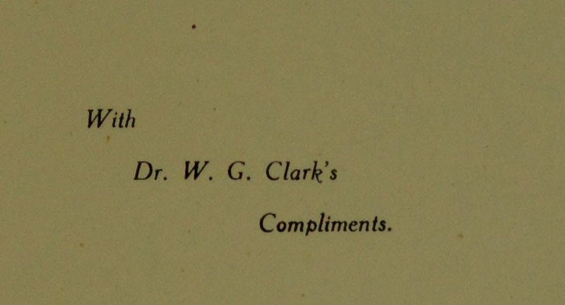 With Dr. W. . Clark’s Compliments.