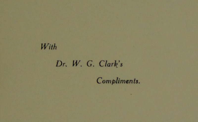 With Dr. W. G. Clark’s Compliments.