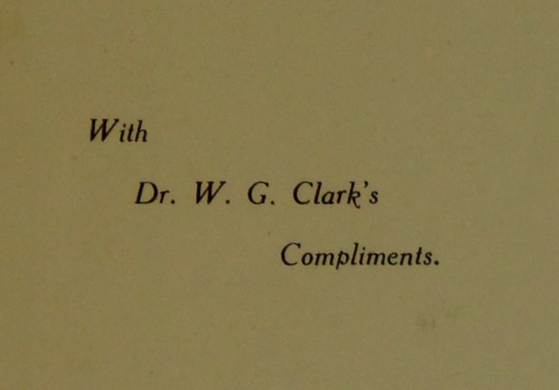 With Dr. W. G. Clark’s Compliments.
