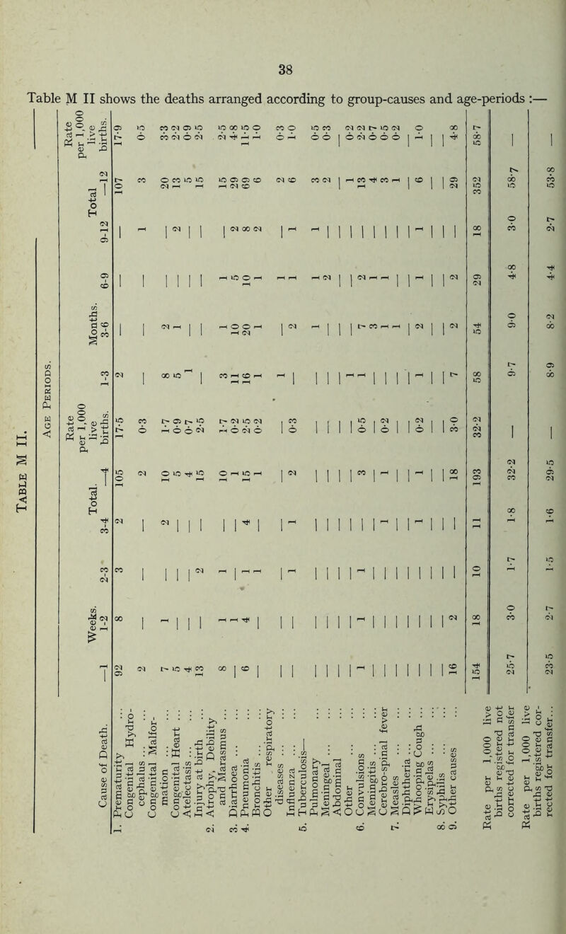 Table M II shows the deaths arranged according to group-causes and age-periods :— w m {3 cd ' '' •» <15 rQ Oh o H a zo © o <D O < © u & fe-2 Ph 42 o H -a, <b V i £ 05 VO CO <N 05 vo lO GO VO O CO O VOCO <N <N I> VO <N O I> O CO Cl O N <N ^ - : o O O I O 03 O O O I> CO o CO VO VO VO 05 O CO (N O CON I hcOt^COH I O I 105 VO CO !>05|>v0 MNiON t> © -P © o <*> hono <M Ol VO CO 00 I CO : >> ro cd :S PP £> i <M 1 I 03 - h CO H H IN I I W VO I Cl , , <N r—I C/3 & P : cd i-t ^ . . cd cd w _a | ts g § £ 03 S'S.S-s a>-8 bpH-a’S E 6f S’ 60 5 «> « 3 O C t u c 5 c E c ».i,h d ii - - O P p 0) cd —i C/5 N P $ p o 45 qj ' cd C/5 .£) ^ o Ph u S<£< p Vh -m PP.WO rP GjO p o O 00 Vi p cu .a rP Oh rP O £L< r! P P i* O ^ <U ^ -r- > 5 H f9 § < O o § u S Q t> c/5 v OrU'0CC,^r§ B 13 lP a cd n O o B cd Ho P rr (-i cu ' .9 -Q m a f» S' 05 .23 o P^PP »H OT rP S >> P<rP W^O CO 05 CO VO 00 T* 05 -4-> U > O 05 |P G C/5 T3 § © 05 l-< O »H 4-» ©£ Vh J M O 05 Ol T3 C/5 OCE O ^ cd opS Qh <2'd ,P 05 <15 Vh ■953