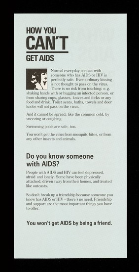 AIDS and you : more people are dying of AIDS every month and they are not only gay men and drug users / Health Education Authority.