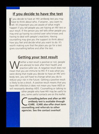 The HIV antibody test : yes or no / Islington Council HIV Unit.