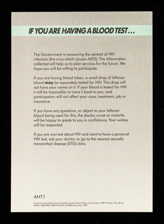 If you are having a blood test...  / prepared by the Department of Health and the Central Office of information.