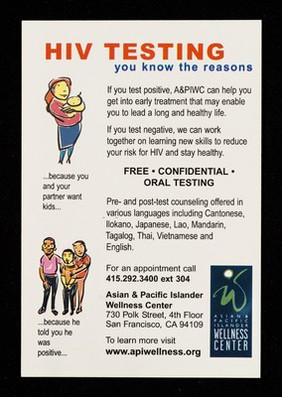 HIV testing : you know the reasons / Asian & Pacific Islander Wellness Center, 730 Polk Street, San Francisco.