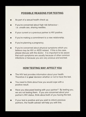 The HIV antibody test / amden & Islington Community Health Services NHS Trust.