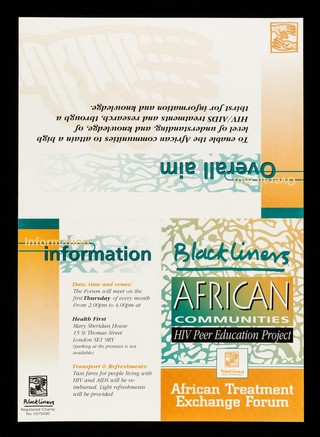 Blackliners : African communities HIV peer education project : African Exchange Treament Forum.