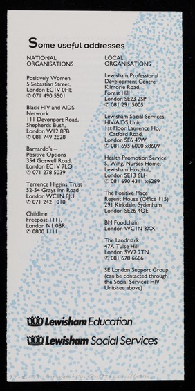 HIV&AIDS : what do we say to young people? : an information guide for parents and carers / Lewisham Education, Lewisham Social Services.