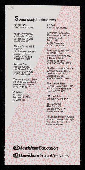 HIV&AIDS : what do we say to our children? : an information guide for parents and carers / Lewisham Education, Lewisham Social Services.