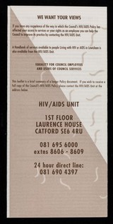 HIV / AIDS Lewisham you / Lewisham AIDS Unit.