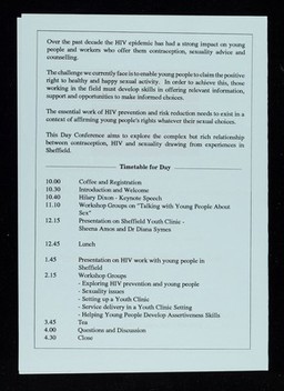 Rights without risks : a day conference on young people, contraception and HIV / organised by Sheffield Centre for HIV and Sexual Health.