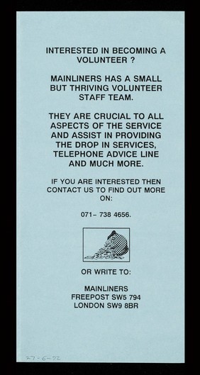 Mainliners : working with and for drug users affected by HIV : 205 Stockwell Road, London SW9 9SL / Mainliners Ltd.
