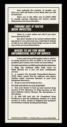 AIDS : how drug users can avoid it / SCODA.
