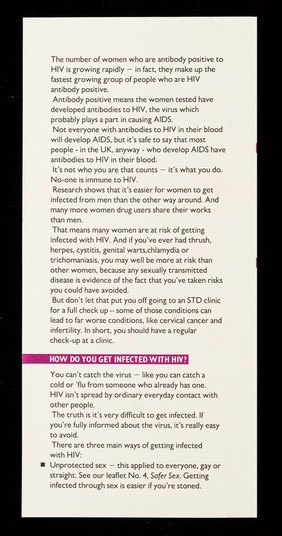 AIDS, the works. Number 2, Women and HIV / Mainliners and Immunity.