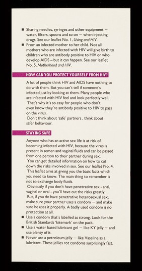 AIDS, the works. Number 2, Women and HIV / Mainliners and Immunity.