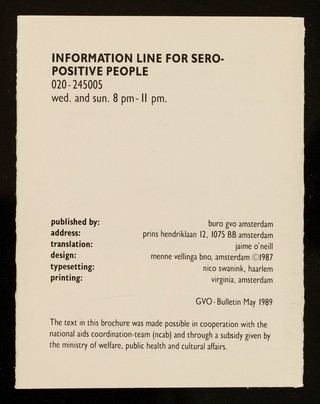 Gay sex & AIDS : English / Buro GVO.