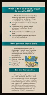 Wherever you travel, however you travel, mind how you go : avoiding the risks of HIV for travellers : Travel Safe, advice from the Department of Health.
