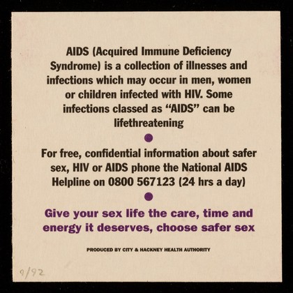 Choose safer sex : protect yourself & your partner from sexually transmitted diseases / produced by the City & Hackney Health Authority.