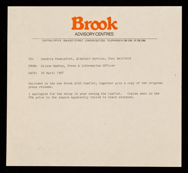 Brook Advisory Centres : Central Office, 153a East Street, London SE17 2SD ...