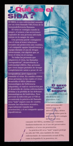 De hombre a hombre : VIH/SIDA, sexo "mas" seguro, un folleto para gays y bisexuales : information on HIV/AIDS for gay and bisexual men in Spanish / Latins Abroad Project and Camden and Islington Health Promotion Service.