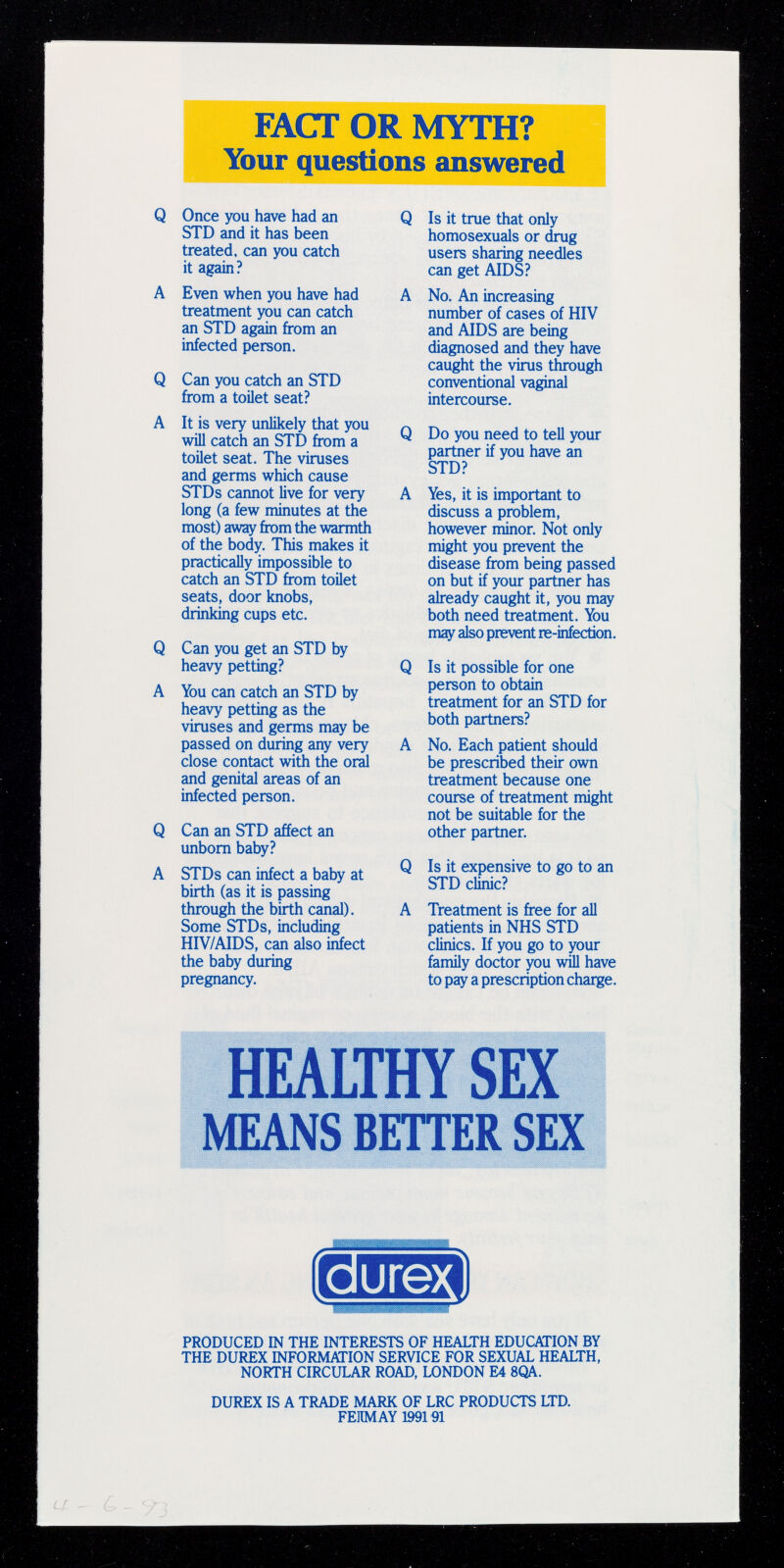 Good sex: healthy sex : what everyone should know about STDs / Durex  Information Service for Sexual Health, LRC Products Ltd. | Wellcome  Collection