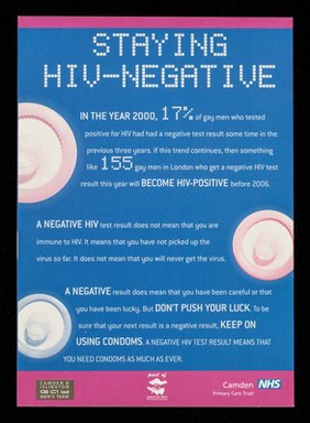 Staying HIV-negative ... / Camden & Islington Gay Men's Team, part of London Gay Men's HIV Prevention Partnership, Camden Primary Care Trust Health,  MetroM8.