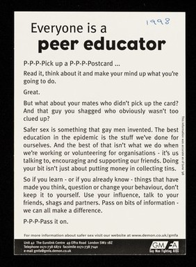 Everyone is a peer educator / GMFA.